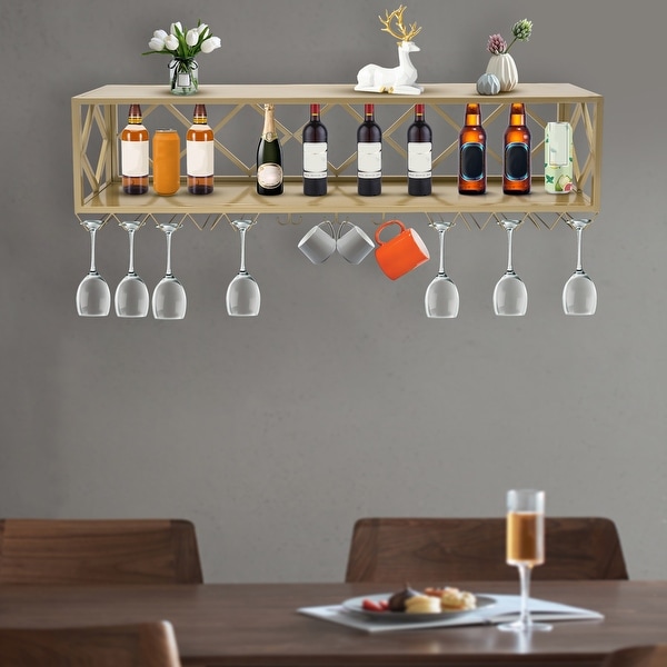 Floating shelves hotsell for wine glasses