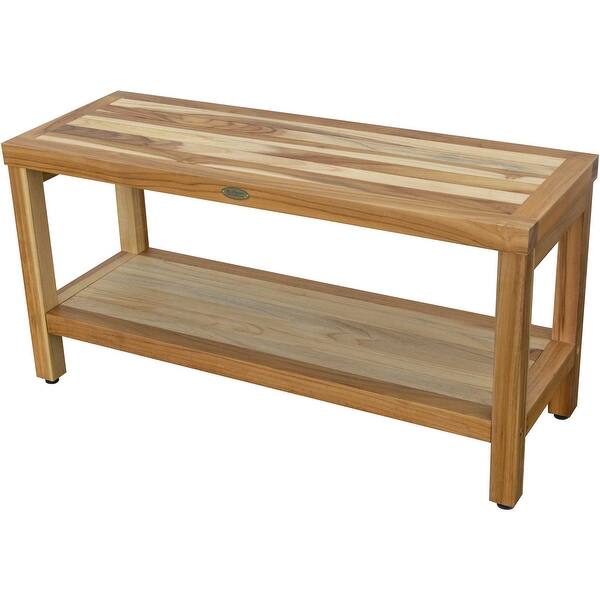 large rectangular teak bench with shelf in natural finish large rectangular teak bench with shelf in natural finish