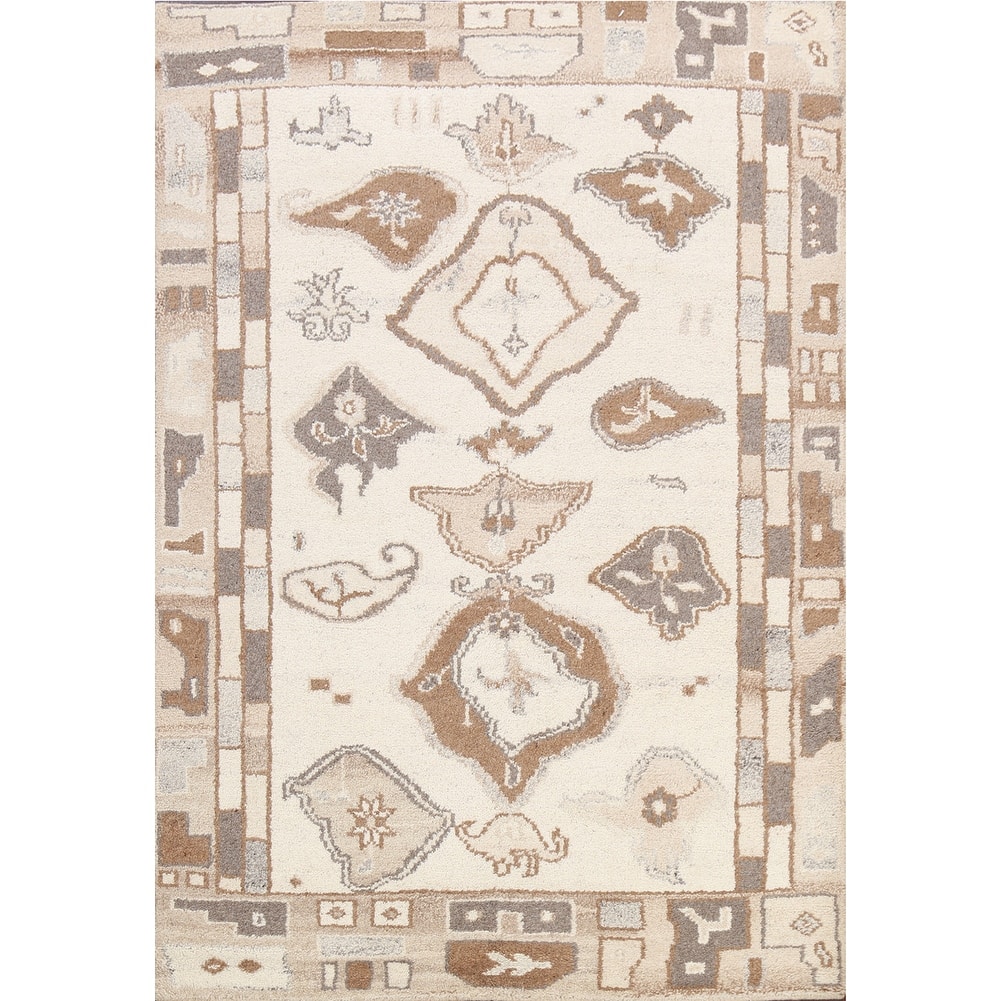 Abstract Modern Oriental Moroccan Area Rug Hand-knotted Wool Carpet - 5'5" x 7'2"
