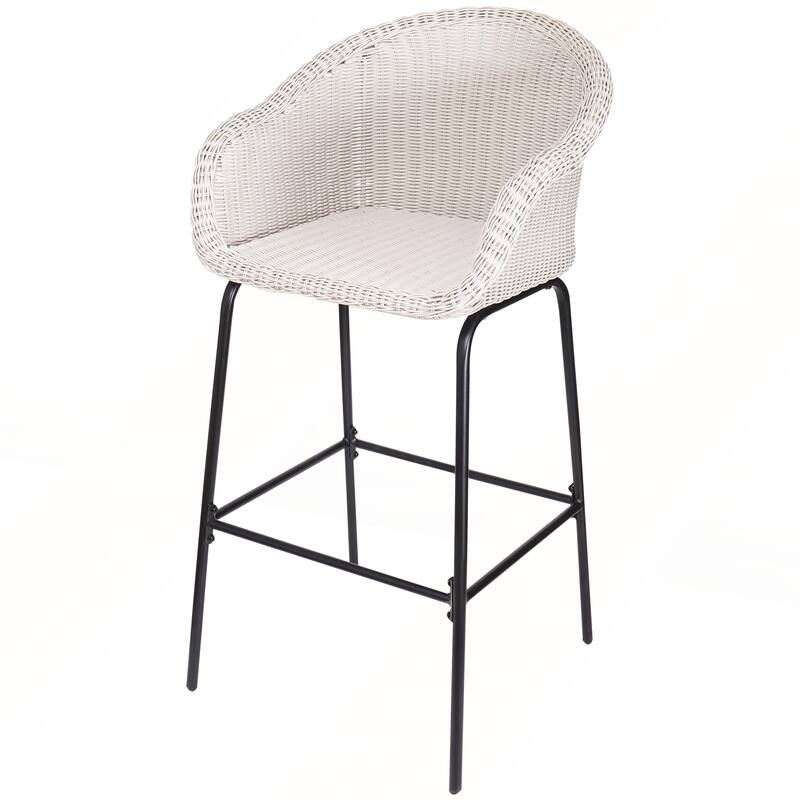 Outdoor Metal Wicker Barstool Set of 2