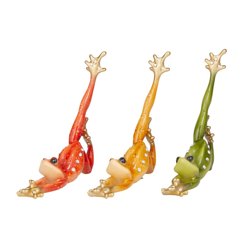 Polystone Frog Decorative Sculpture - Set of 3 Multi Colored - Roche River Decor