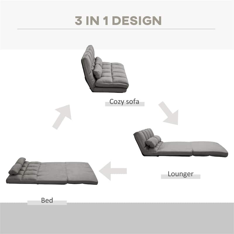 Convertible Floor Sofa Chair w 2 Pillows, Adjustable Backrest&Headrest