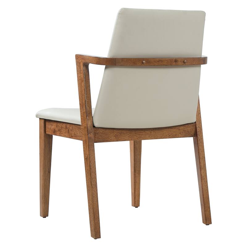 Christopher Knight Home - Mid-Century Modern Upholstered Wood Dining Arm Chairs with Ergonomic Armrests & Backrest, Set of 2