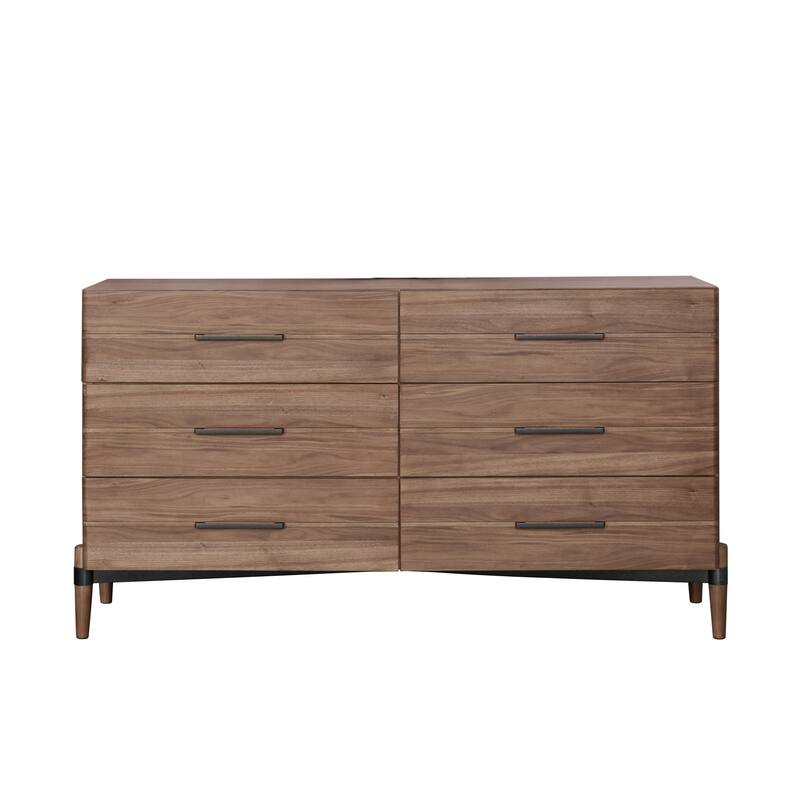 Bridgevine Home Tranquility Six Drawer Dresser, No Assembly Required, Walnut Finish