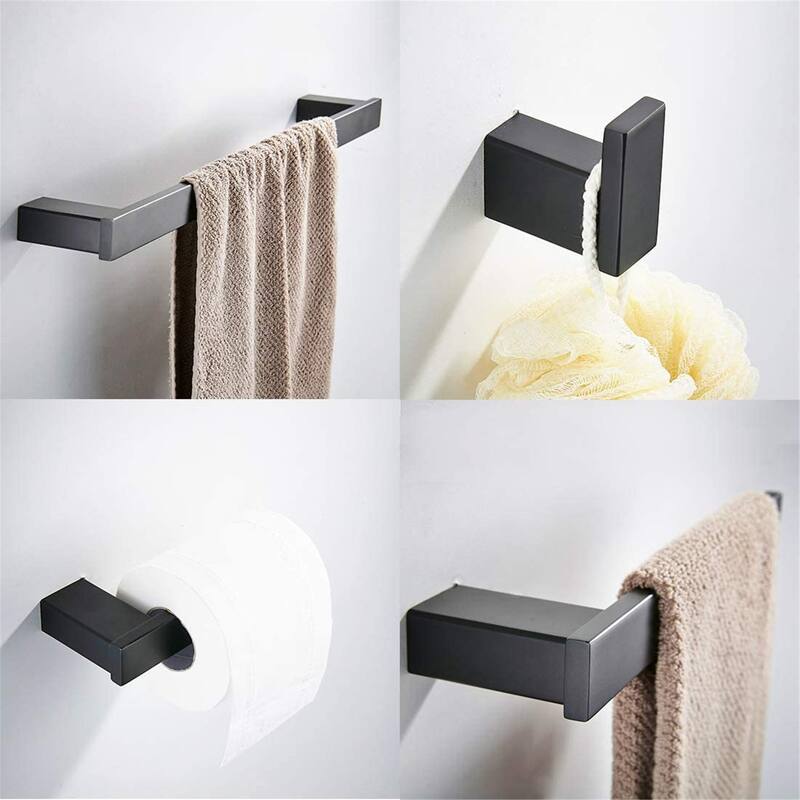 4-piece Bathroom Modern Polished Accessory set - Black