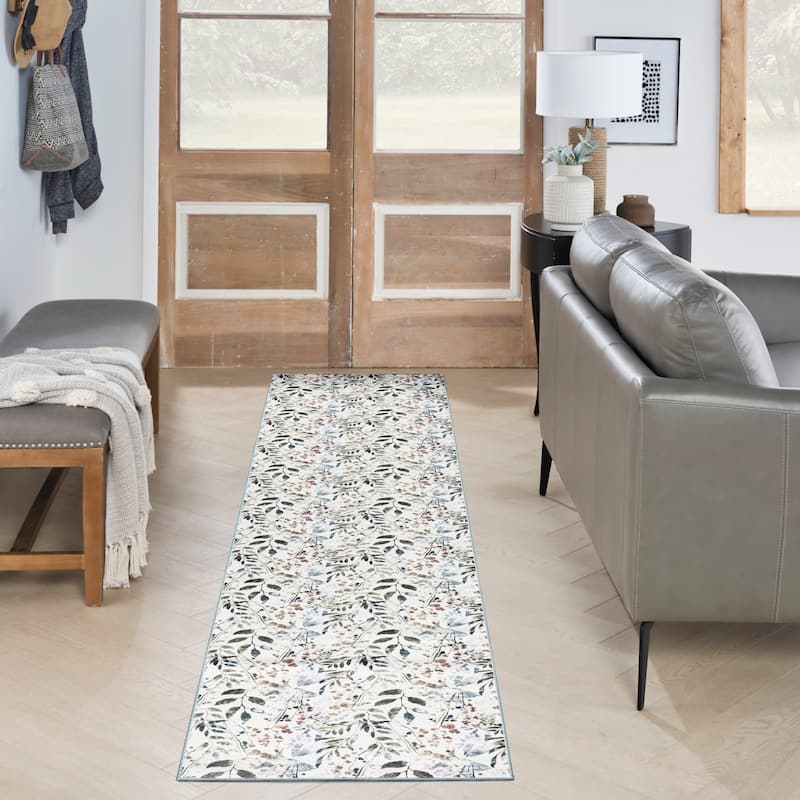 Nourison Washables Indoor Multicolored Floral Area Rug