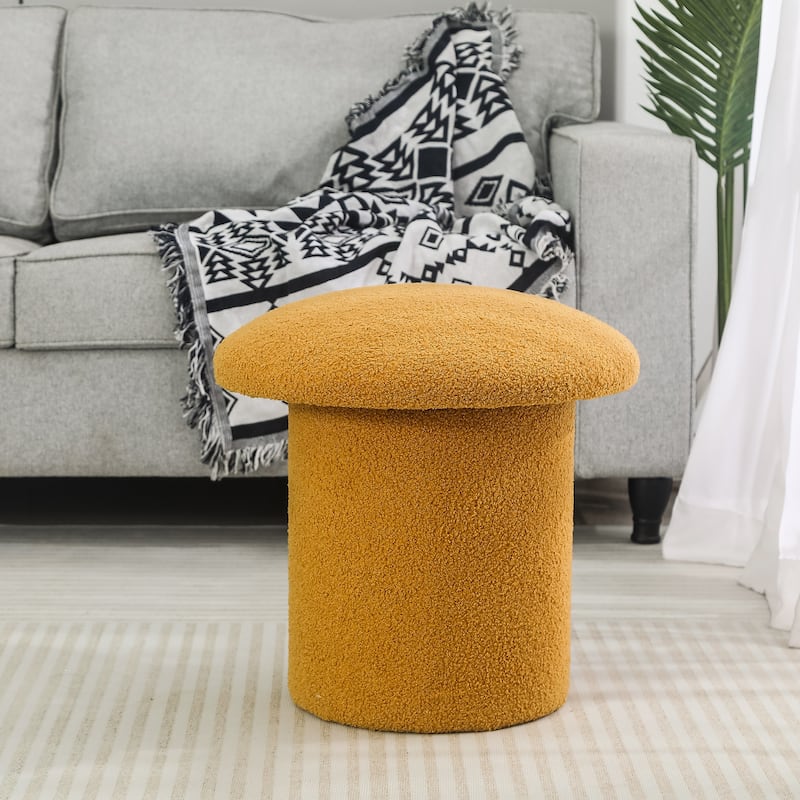 Adeco Large Mushroom Ottoman Velvet Foot Stool - Ginger-Large-Mushroom