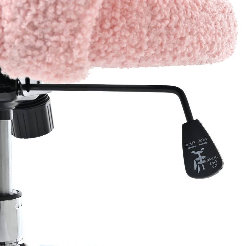 Modern Style Teddy Fabric Home Office Chair with Adjustable Height and 360°Swivel