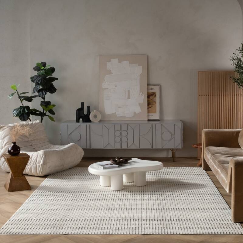 Tasi Stripe Weather Resistant Trendy Modern Outdoor Rug