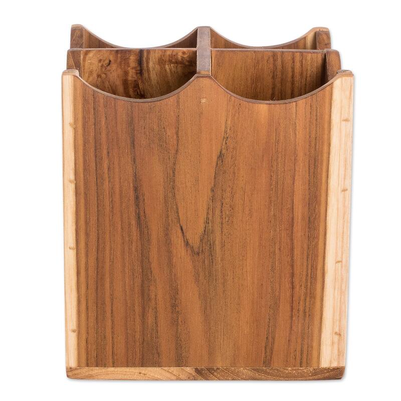 Novica Handmade Organized Teak Silverware Server