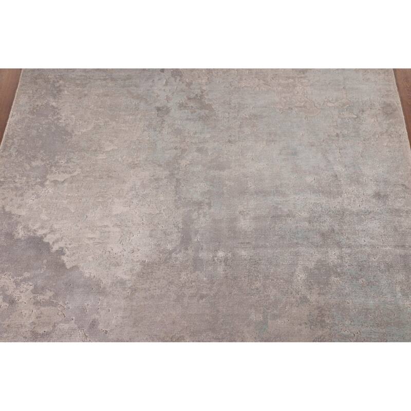 Abstract Modern Area Rug Hand-Knotted Grey Wool Carpet - 5'3"x 7'6"