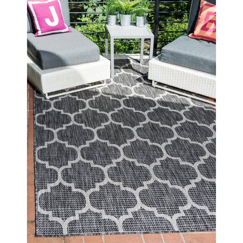 Outdoor Khence Collection Area Rug - Black - 8'x11'4"