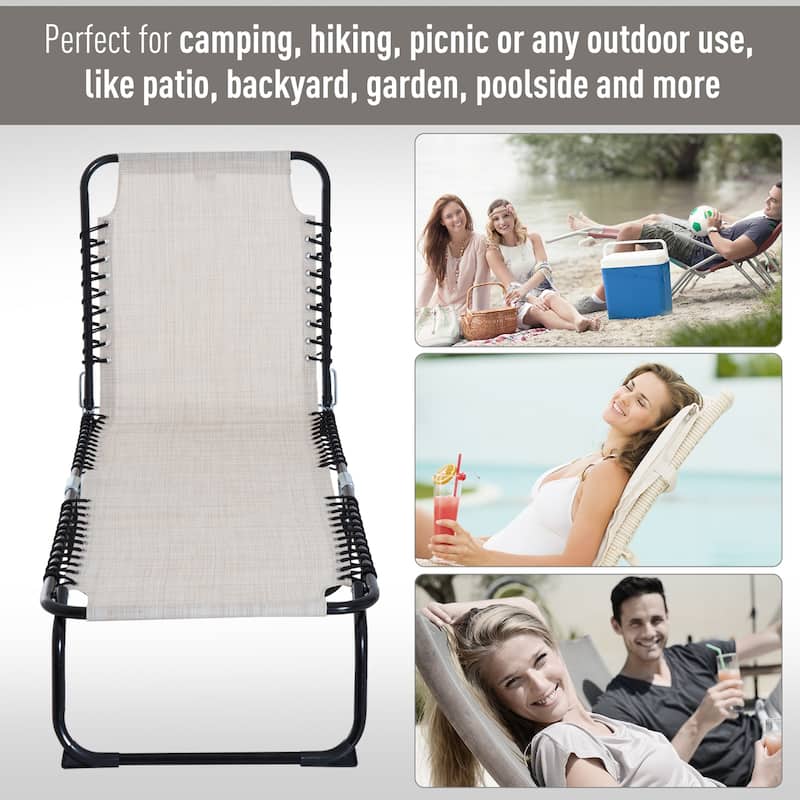 Outsunny Folding Chaise Lounge Chair Portable Lightweight Reclining Garden Sun Lounger with 4-Position Adjustable Backrest