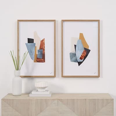 Renwil Odin Paper 2-Piece Wall Art with Light Walnut Frame
