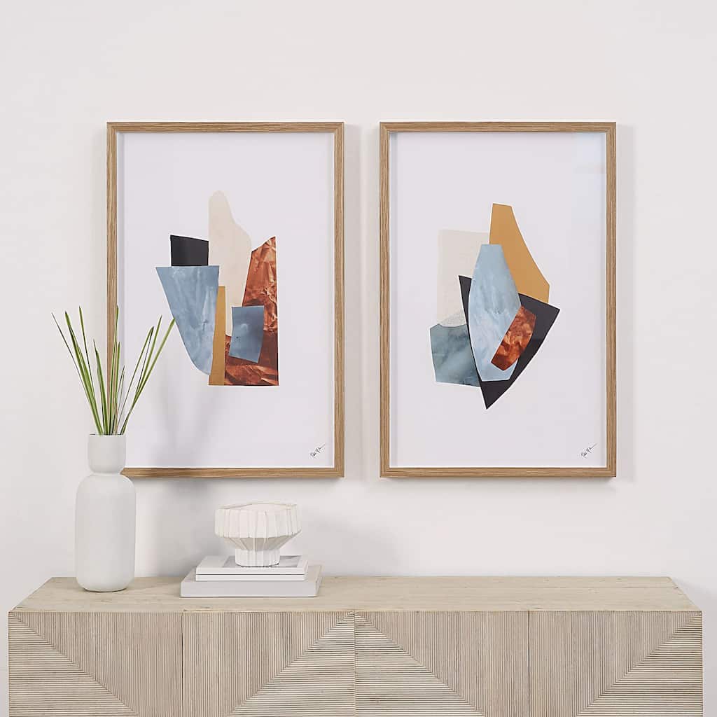 Renwil Odin Paper 2-Piece Wall Art with Light Walnut Frame