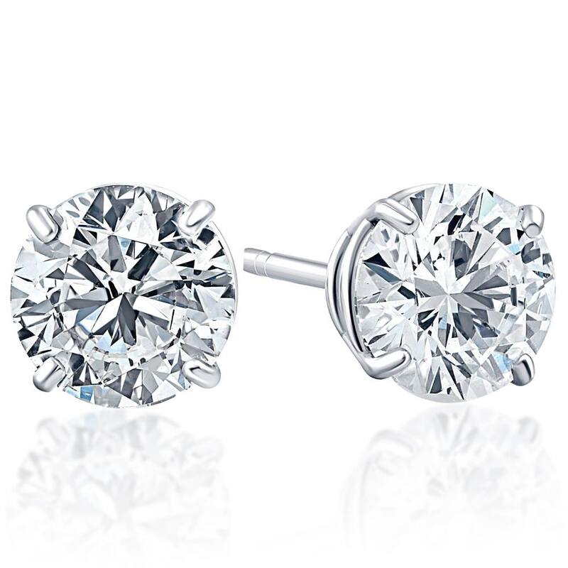 Bliss Diamond Certified 2 1/4Ct TW Natural Diamond Studs White Gold Screw Back