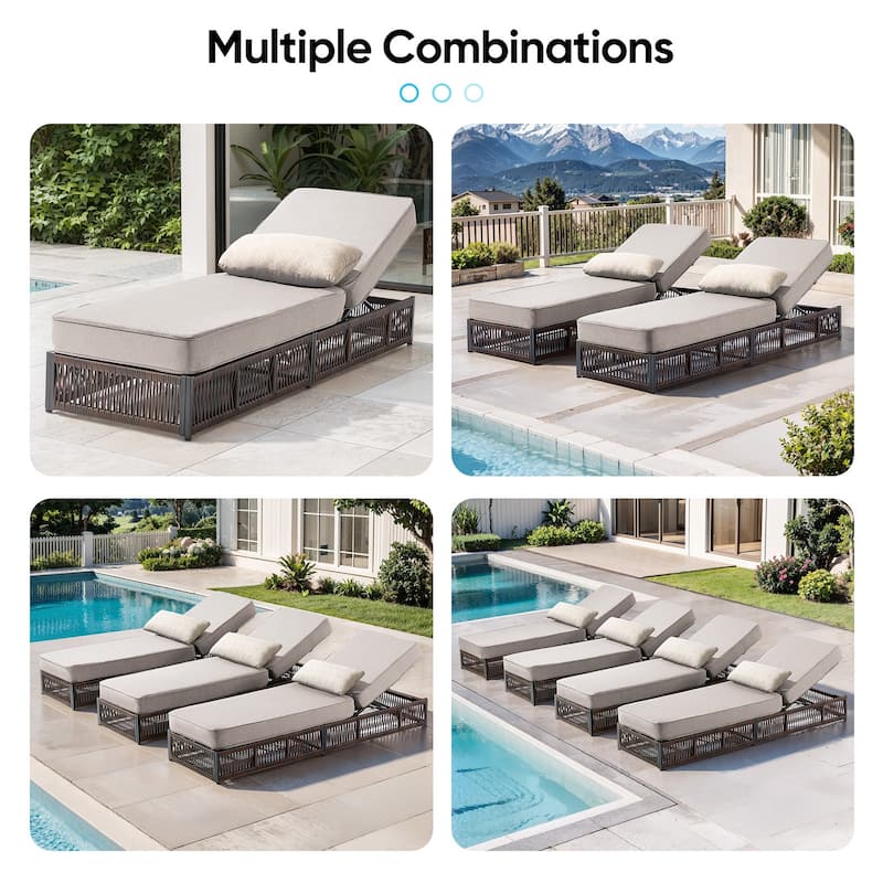 Pocassy 5 Pieces Patio Chaise Lounge Chair with Adjustable Backrest