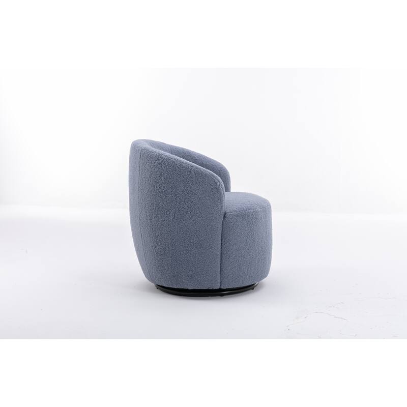 Wool Swivel Barrel Chair with 360° Rotation & Metal Base