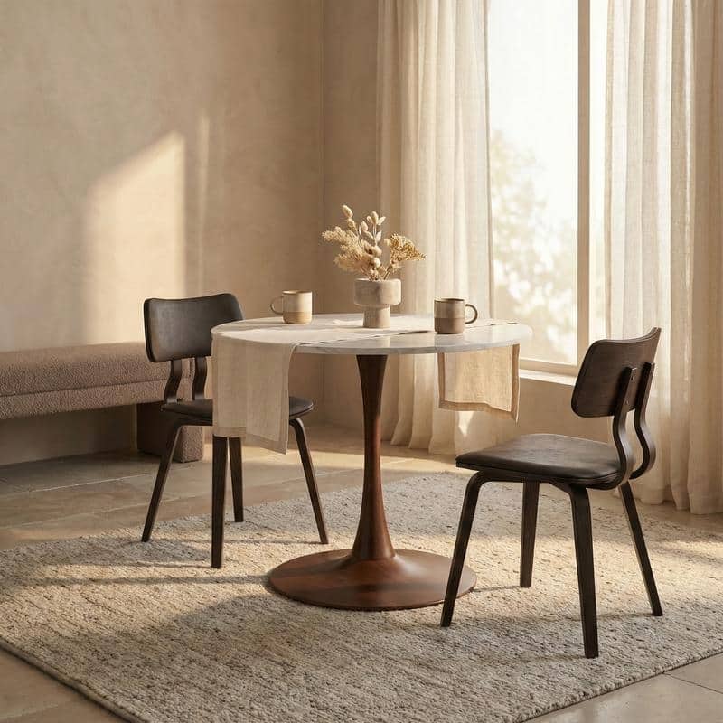 Bristol Modern 31" Round Sintered Stone Dining Table with Pedestal Base - Minimalist Scratch-Resistant Kitchen Table