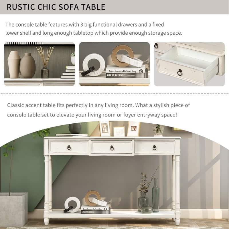 Console Sofa Table with Drawers for Entryway