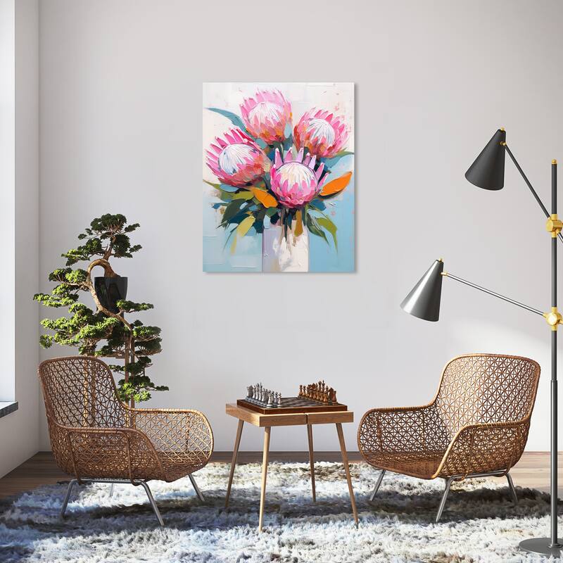 Wynwood Studio Canvas Floral and Botanical Open flowers Pink and Cabin & Lodge Wall Art Canvas Print - 30 x 36