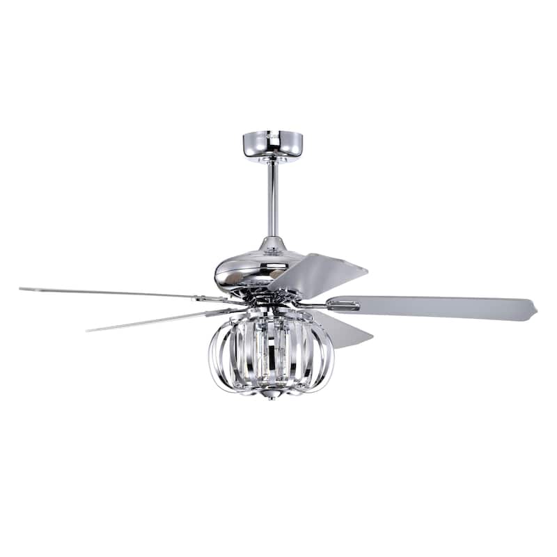 Tamaya 52 Inch Chrome Finish Crystal Ceiling Fan with Remote - N/A