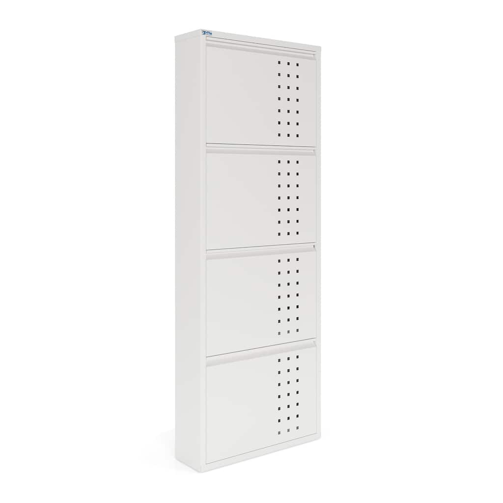 Antibacterial 4 Tier metal shoe cabinet front holes