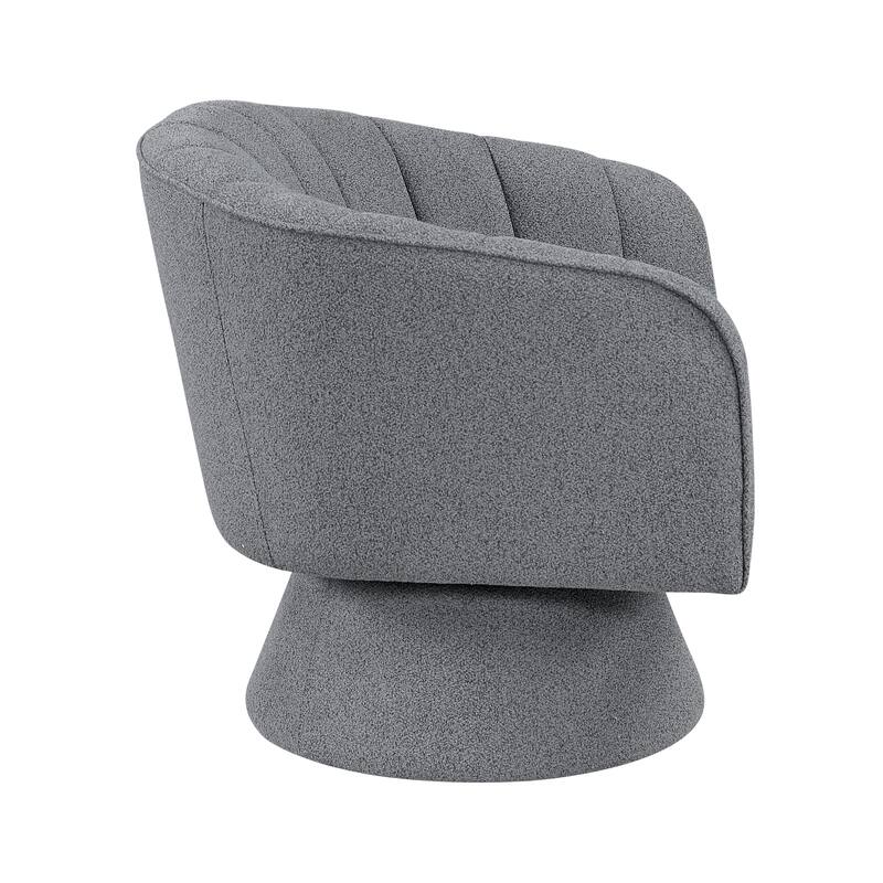 Willow 27.5" Boucle Swivel Chair - 360-Degree Metal Swivel Base