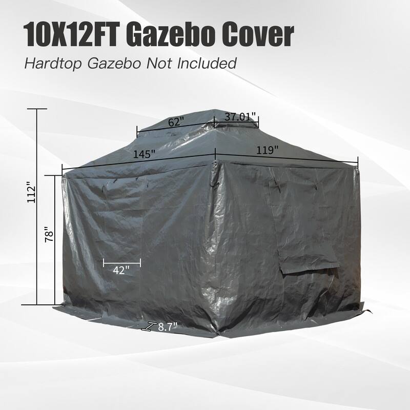 Domi 8' x 8' Universal Winter Gazebo Cover, All Season Waterproof Enclosed Cover with Sidewalls & Ventilated Mesh Windows, White
