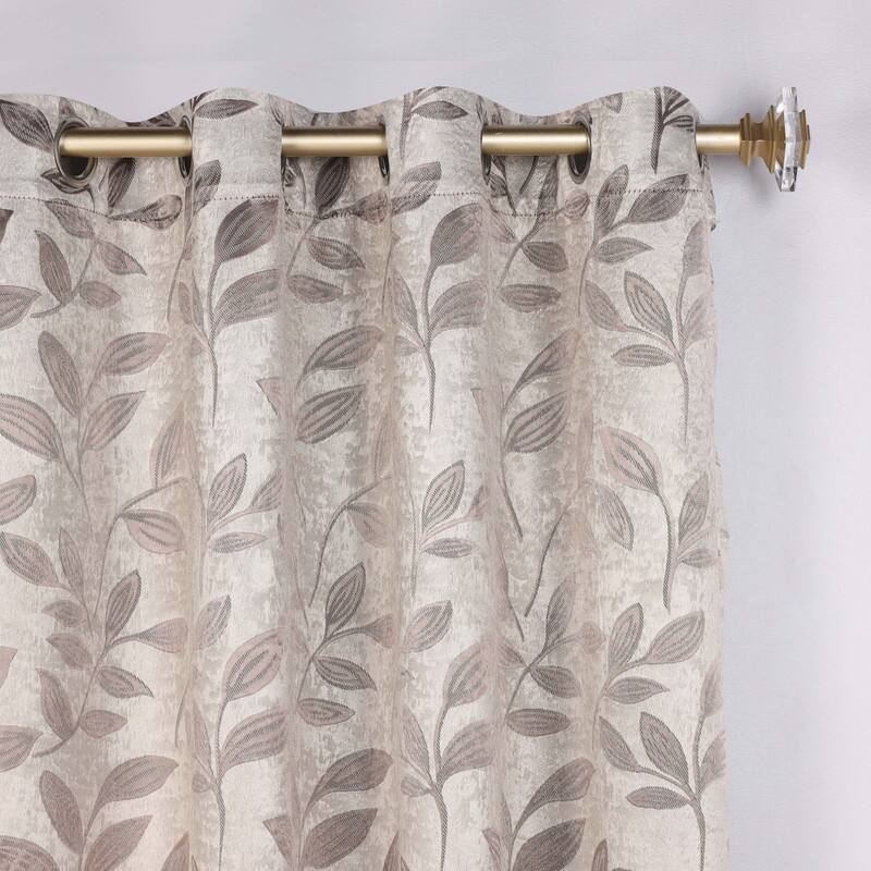 Superior Leaves Machine Washable Room Darkening Grommet With Ties Blackout Curtains, Set of 2