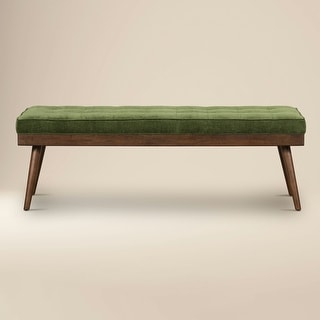 Poly & Bark Luca Fabric Bench - Tufted Seat with Solid Wood Legs