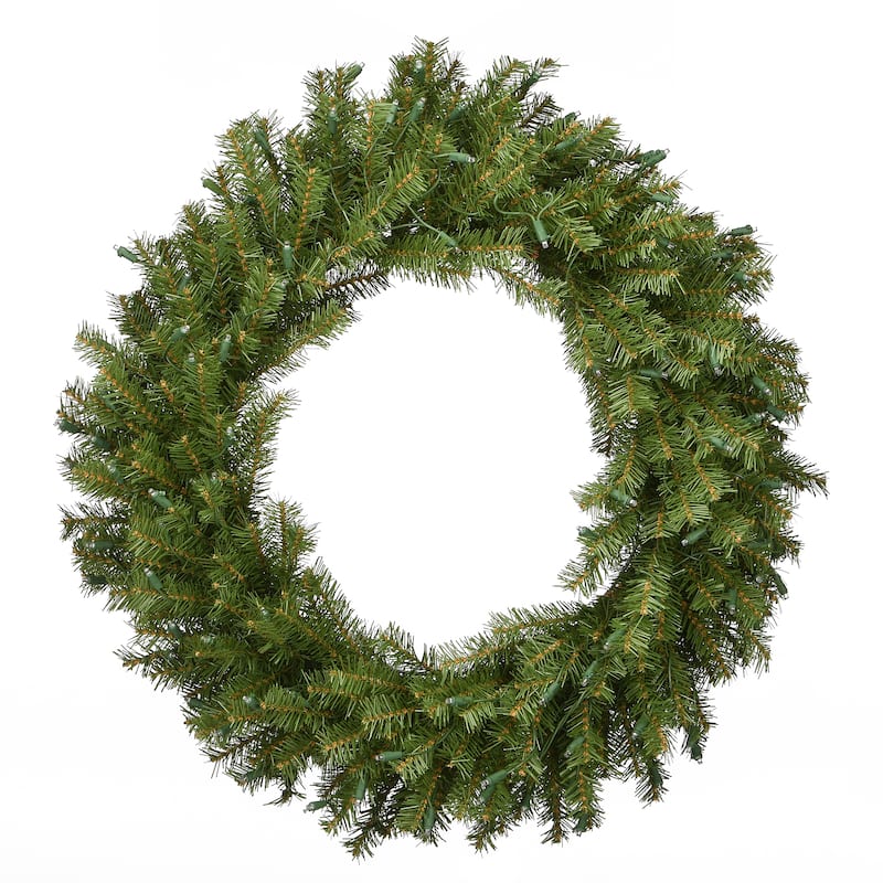 National Tree Company 30 in. Memory-Shape® Norwood Fir Wreath with White LED Lights - 30 in