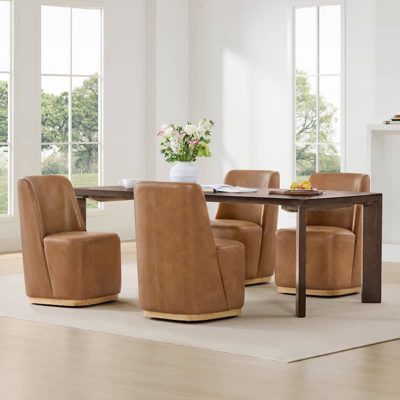 Brian Modern Dining Chairs with Casters&Wood Base Set of 2