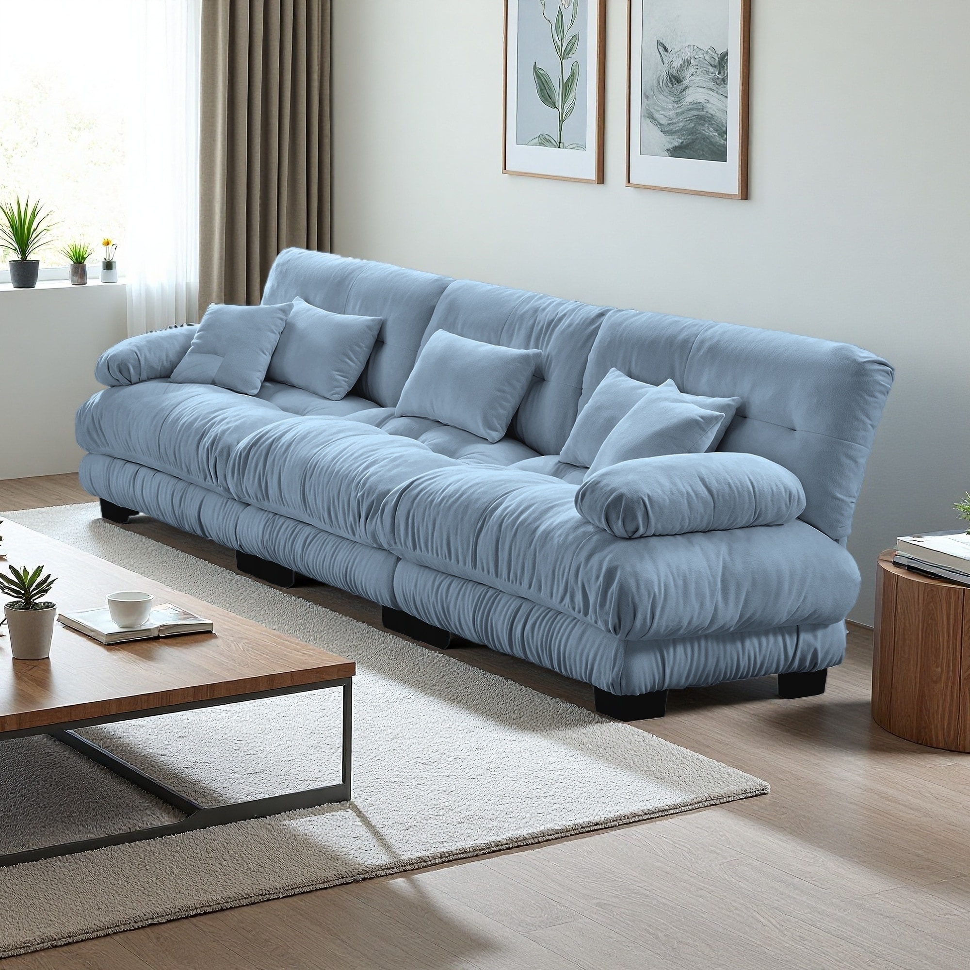 133" 3-Seater Sectional Sofa Modular Deep Seat Couch, Soft Chenille Upholstered Furniture, Flexible Combination for Living Room