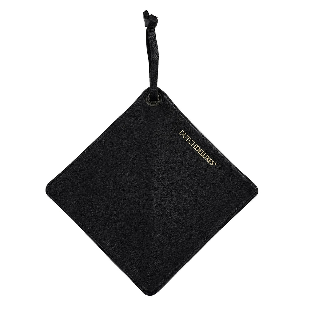 Classic Leather Square Pot Holder - 7.75" - Black