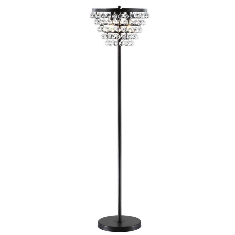 Wyatt 60" Crystal/Metal LED Floor Lamp, Bronze / Clear by JONATHAN Y - 60" H x 16" W x 16" D