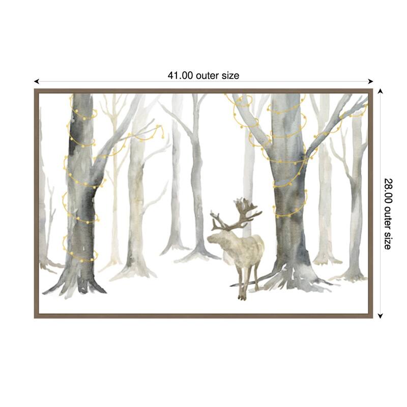 Christmas Forest landscape by Tara Reed Framed Canvas Wall Art Print - Sylvie Dark Gold - 41 x 28 in