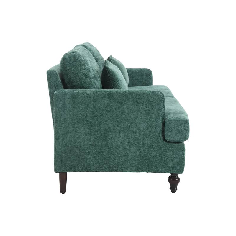Chenille Fabric Loveseat Sofa, 2-Seater Sofa Couch with Extra Deep Seats, Upholstered Lounge Sofa with Wood Legs
