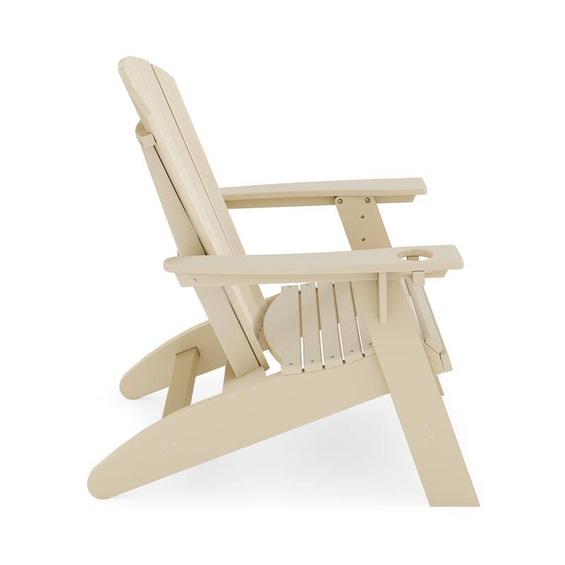 Brown Adirondack Chair - Sturdy Hdpe Poly Lumber For Poolside (Excluding the table)