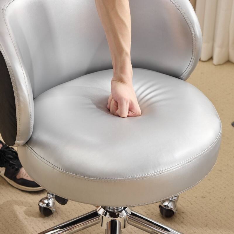 Modern PU Swivel Chair Armless Adjustable Rolling Office Desk Chair with Wheels and Backrest Support - N/A