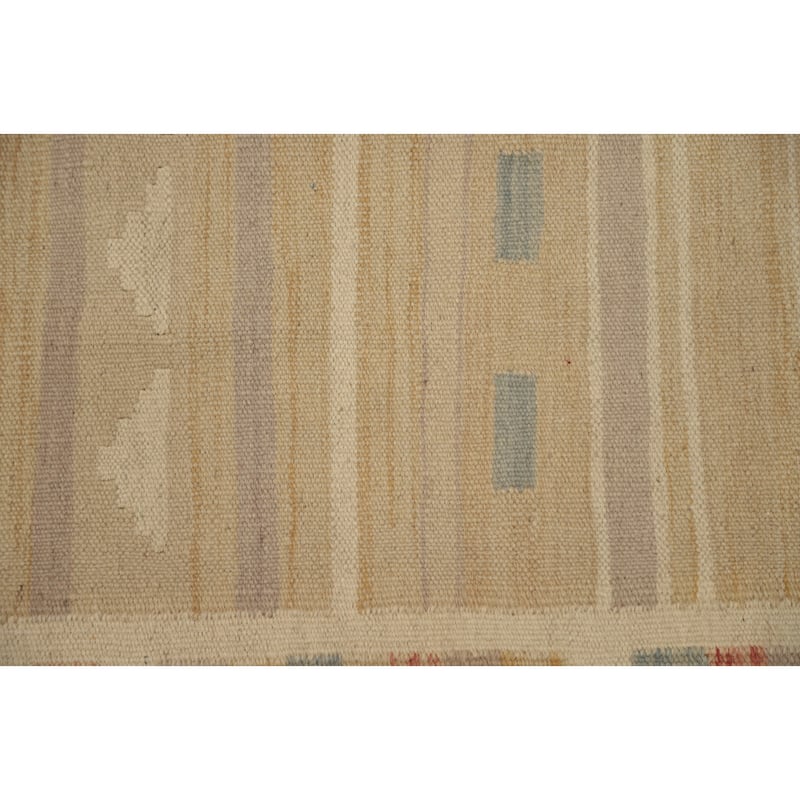 Hand Woven Oriental 100% Wool Carpet Southwestern Tribal Multi-Colored Kilim Runner Rug - 9' 6'' X 2' 7''