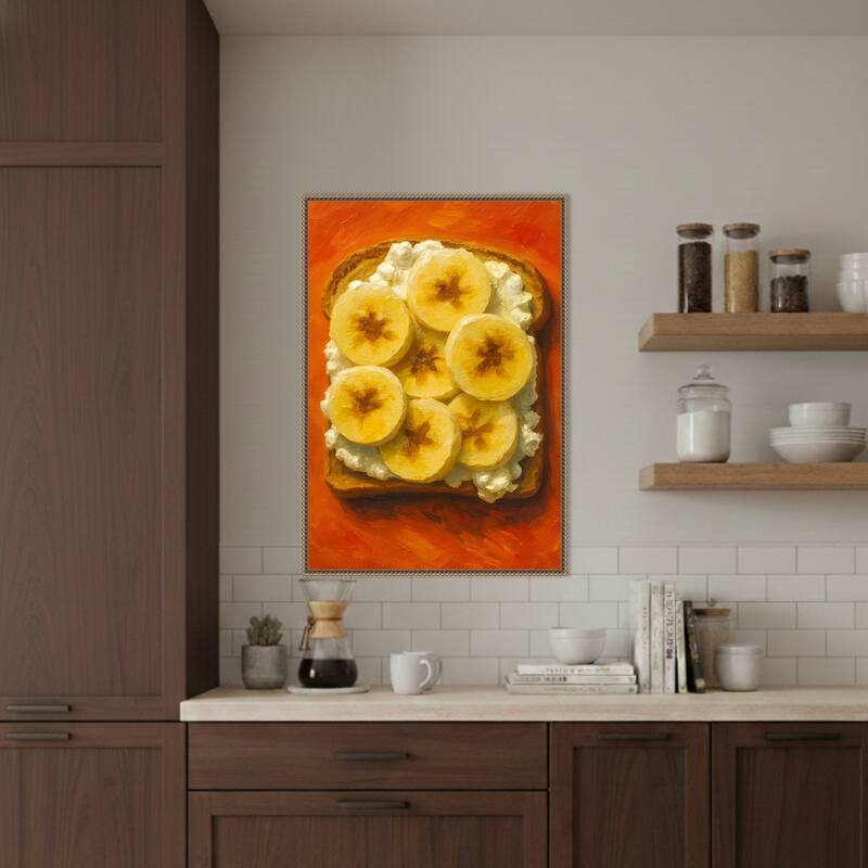 Toast With Cheese and Banana by Hugo Framed Canvas Wall Art Print