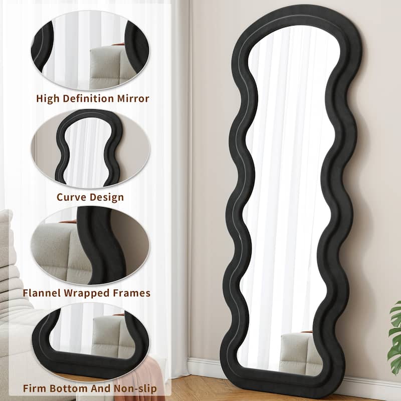 Flannel Full Length Wave Floor Mirror with Stand