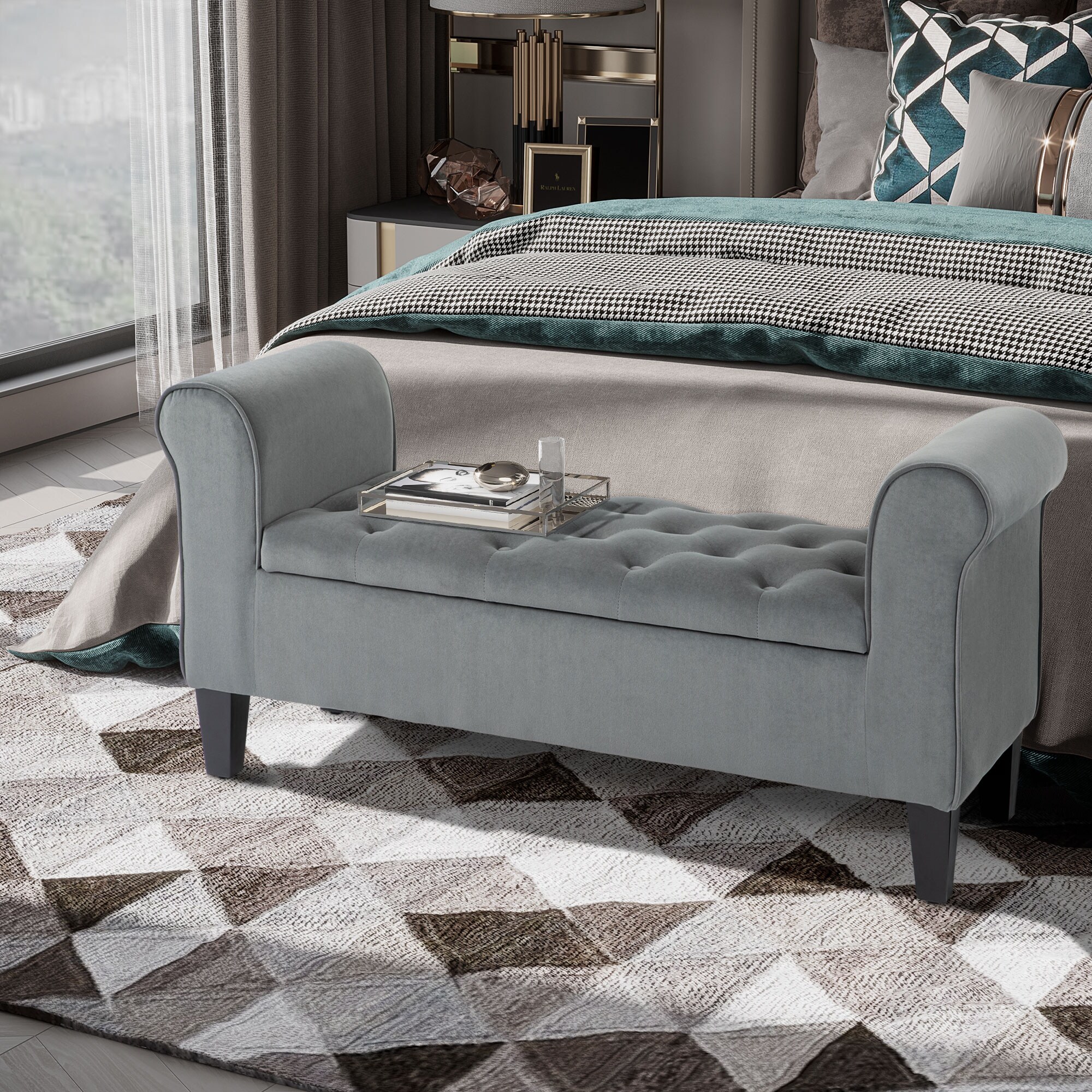 Grey Polyester Cubby Storage Benches Bed Bath Beyond
