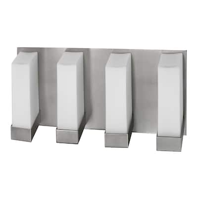 Monroe 4-light Satin Nickel Vanity, Frosted White Glass Diffuser