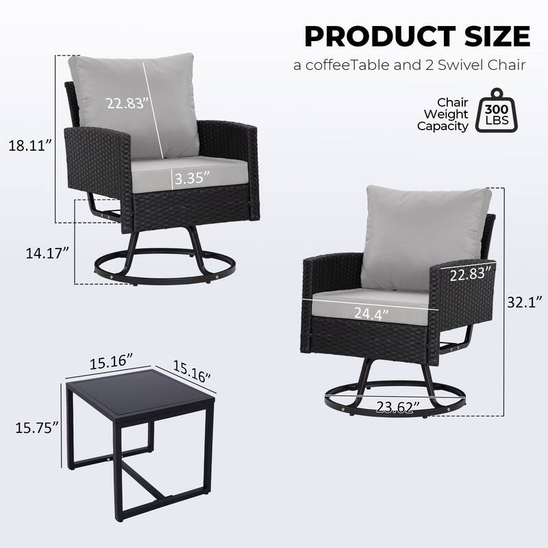 3-Piece Wicker Patio Furniture Set