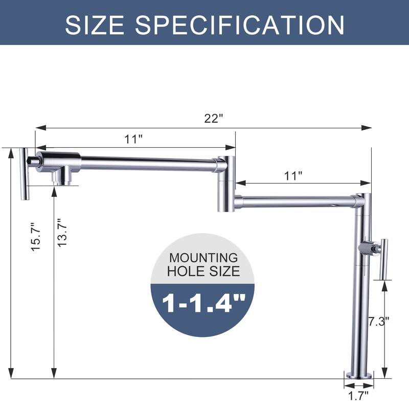 WOWOW Deck Mount Double Handle Pot Filler Faucet