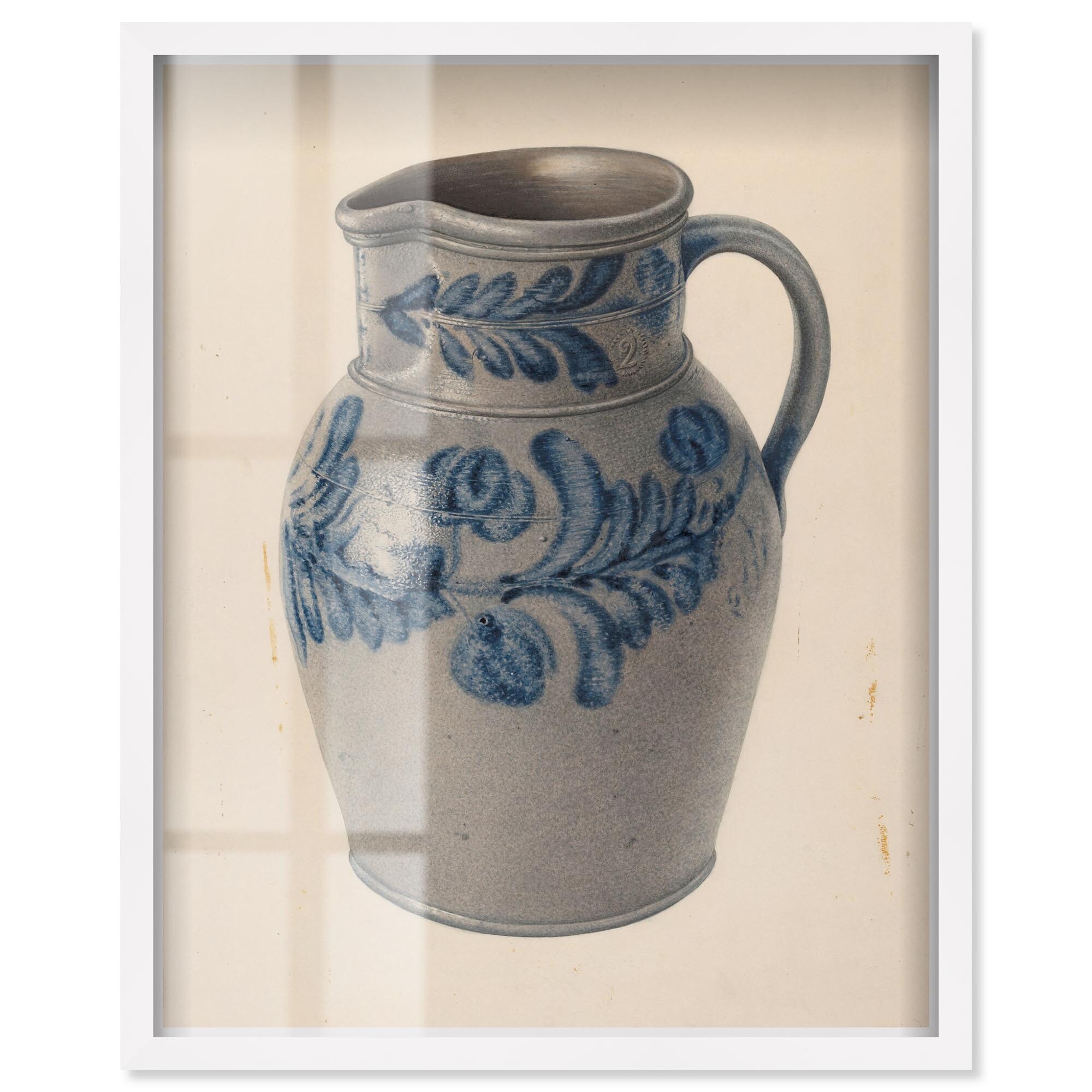 Blue Vine Vintage Art Shadowbox Print by Art Remedy