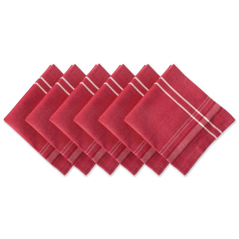 Design Imports Black French Stripe Napkin Set (Set of 6) - Tango Red