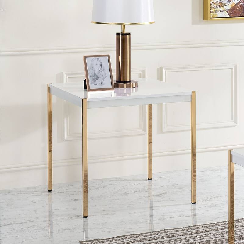 Square Top End Table with Metal Legs